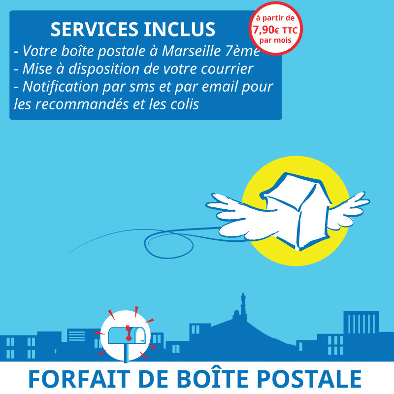 Adresse postale en France - 6 mois de boîte postale à Marseille 7