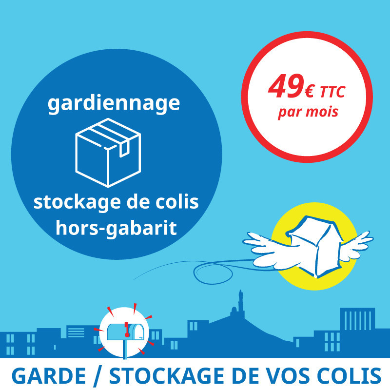 Service annexe à la boîte postale : gardiennage et stockage de colis volumineux, hors-gabarit, hors-délai.