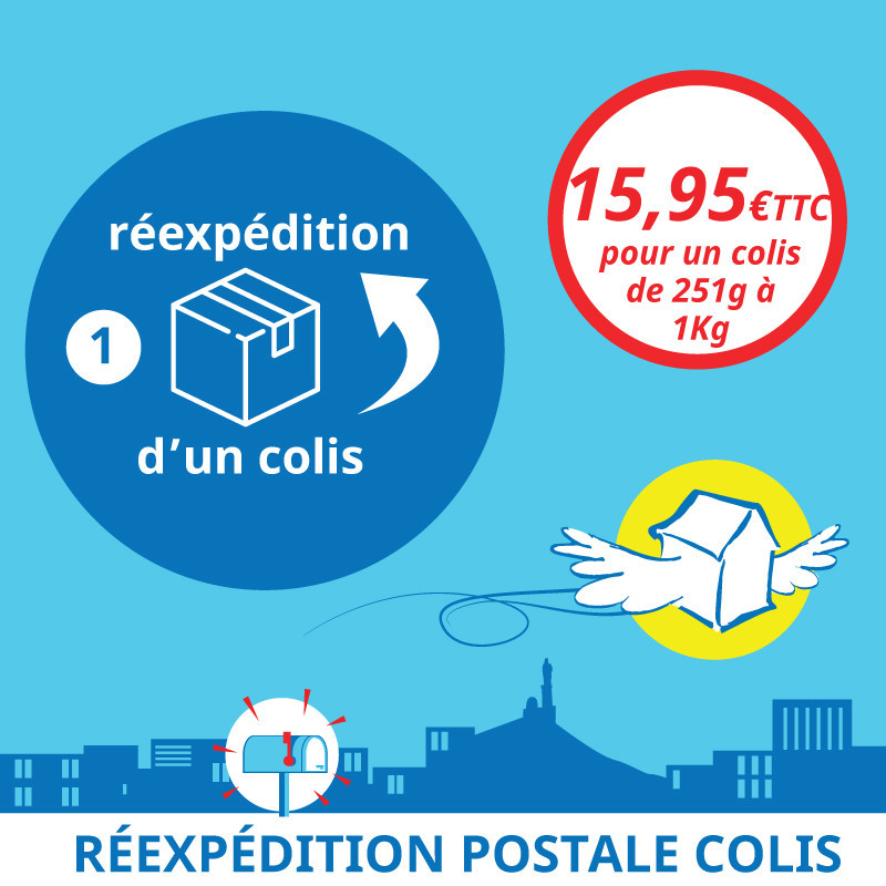 Service annexe à la boîte postale : réexpédition postale de colis jusqu'à 1Kg.